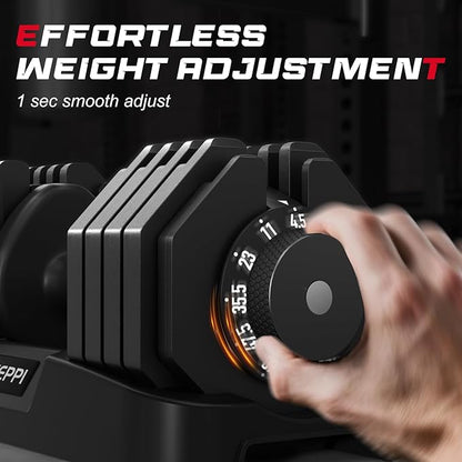 Keppi Adjustable Dumbbells Set-25lb/40lb/55lb/60lb, Anti-Slip Metal Fast Adjust Weight Handle