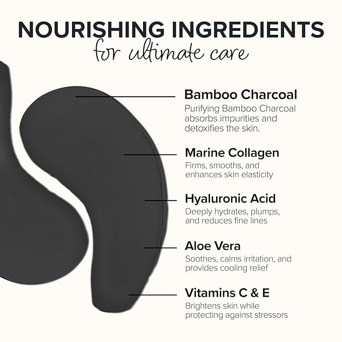 ToGoSpa, Bamboo Charcoal Under Eye Repair Mask, Collagen Under Eye Patches, Enriched With Ale Vera
