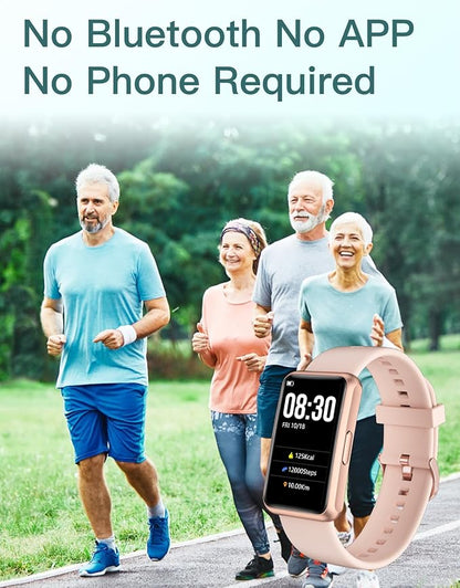 HUAKUA Fitness Tracker No Bluetooth No APP No Phone Needed, Fitness Watch for Men Women Parents