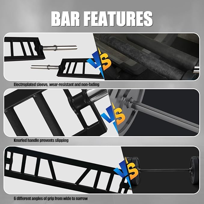 Multi Grip Barbell Swiss Bar | Cambered Barbell Multi Grip Olympic Barbell, Fits 2-inch Olympic