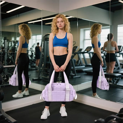 CAMTOP Mini Gym Bag for Women, Small Gym Tote Bag Puffy Quilted Sports Duffel Bag with Wet