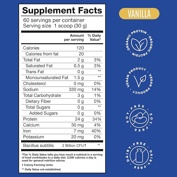 Falcon Vegan Protein Powder Organic, Stevia & Sugar Free, Plant Based Protein, Low Carb, Dairy