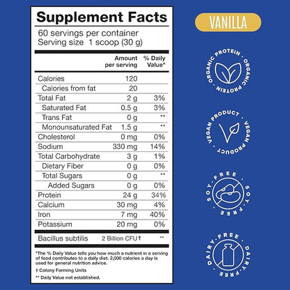 Falcon Vegan Protein Powder Organic, Stevia & Sugar Free, Plant Based Protein, Low Carb, Dairy