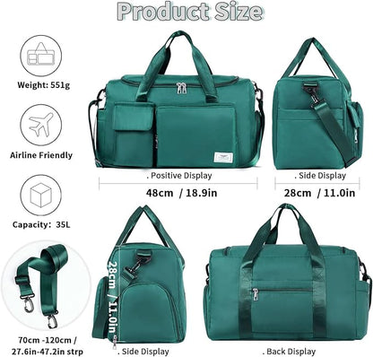 FIORETTO Women's Gym Duffle Bag with Shoes Compartment, 37L Capacity, Ideal for Travel, Gym