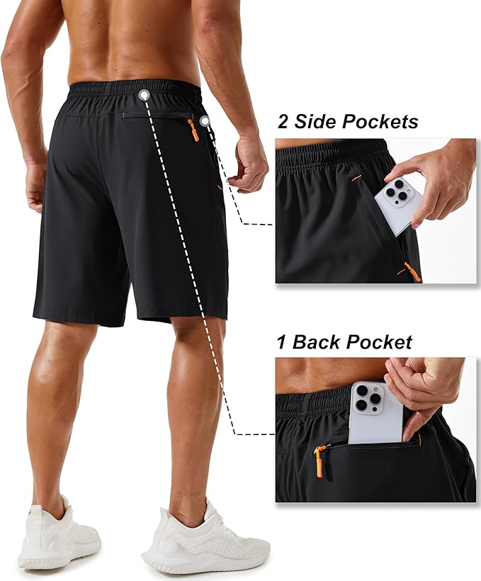 TACVASEN Men's Running Athletic Shorts 9" Quick Dry Workout Gym Shorts Lightweight Summer Shorts 3