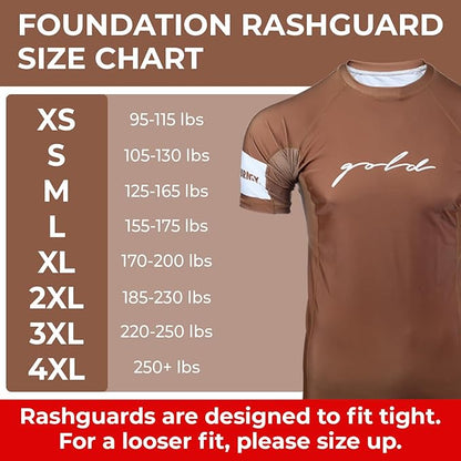 Gold BJJ Foundation Rash Guard - Ranked No-Gi and Gi Jiu Jitsu Rashguard