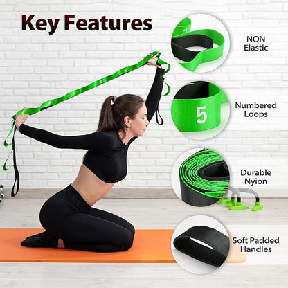 Stretching Strap with 10 Loops-Yoga Strap for Physical Therapy,Home Workout,Pilate & Flexibility