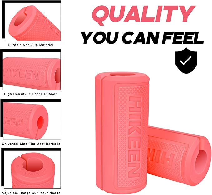 Hikeen Thick Bar Dumbbell Grips,Non Slip Hard Rubber Barbell Grips,Grips for Weight Lifting, Muscle