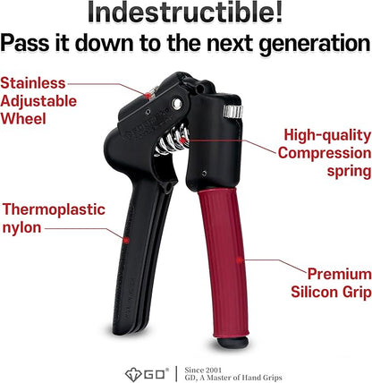 GD Grip Strength Trainer (Premium Adjustable Grip Strengthener for Forearm Training) Wrist and