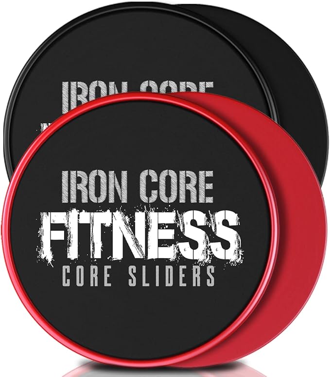 Multi Pack Core Sliders for Working Out, Dual Sided Exercise Gliding Discs (2 pack, Black & Red