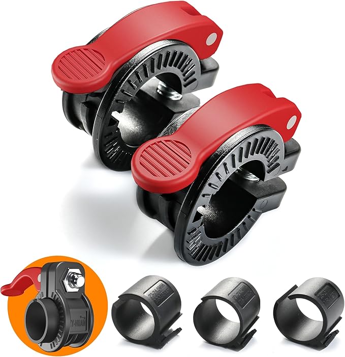 Narrow Barbell Clips 2.5cm Width for Olympic Bars, 0.9-1.18inch Adjustable Weight Clamps, Quick