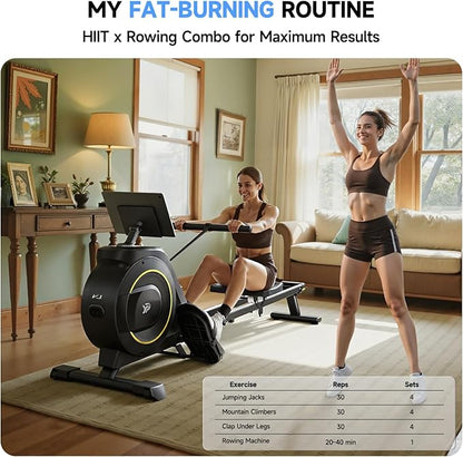 Rowing Machine for Home, 350 LB Capacity, 16-Level Silent Resistance, Magnetic Rowing Machines for