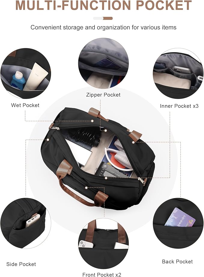 Gym Bag for Women Men with Shoe Compartment, Sport Duffel Bag, Waterproof Travel Weekender