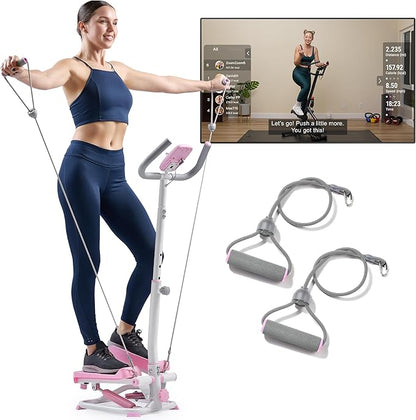 Sunny Health & Fitness Total Body 2-in-1 Smart Stepper Machine for Home with Handlebar and