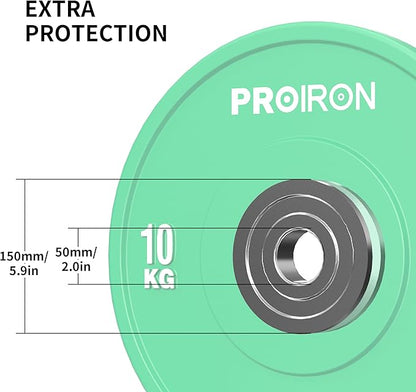 PROIRON Olympic Rubber Bumper Plates,Floor Protective Weight Plates,2" Solid Weight Plates for