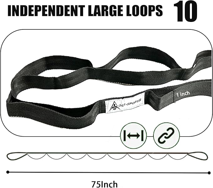 Stretching Strap Yoga Strap with Loops, Stretch Straps for Physical Therapy, Non-Elastic Exercise