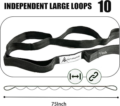 Stretching Strap Yoga Strap with Loops, Stretch Straps for Physical Therapy, Non-Elastic Exercise