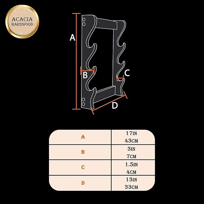 Mythrojan Solid Wood Sword Stand Medieval Sword Wall Mount Samurai Sword Display Stand Katana Sword