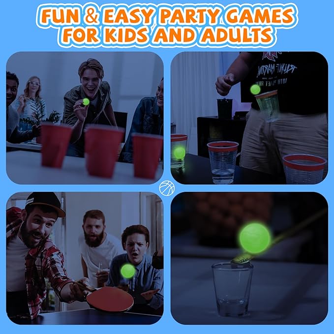 punkdog 20 Glow Balls for Pop and Catch Ball Game- Outdoor Indoor Game Activities for Boys &