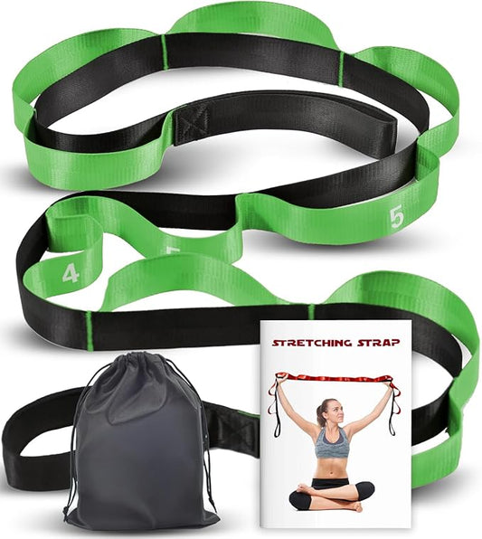 Stretching Strap with 10 Loops-Yoga Strap for Physical Therapy,Home Workout,Pilate & Flexibility