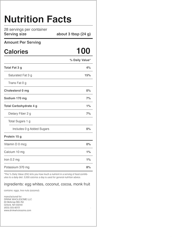drink wholesome Chocolate Egg White Protein Powder | for Sensitive Stomachs | Gut Friendly |