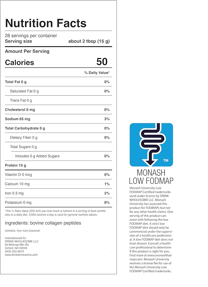 drink wholesome Unflavored Collagen Protein Powder | for Sensitive Stomachs | Gut Friendly | Dairy