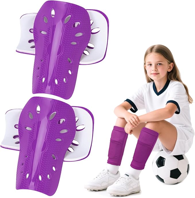 2 Pairs Shin Guards Soccer for Kids,Shin Pads Extra Lightweight Breathable Slide in Shin Guard for