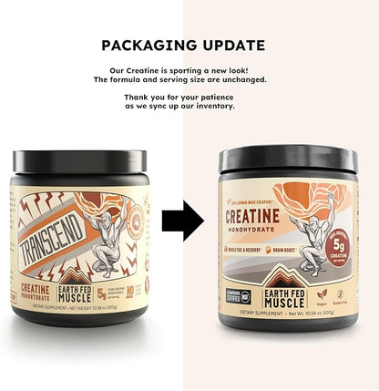 Earth Fed Muscle Transcend Creatine Monohydrate Powder – 100% German Creapure Creatine for Women |