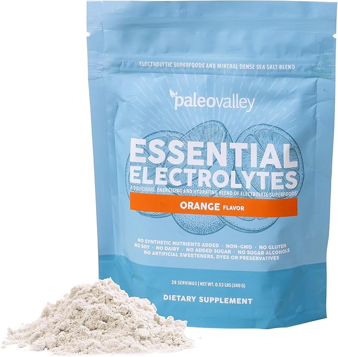 Paleovalley Essential Electrolytes Powder - Full Spectrum Orange Electrolyte Powder for Hydration