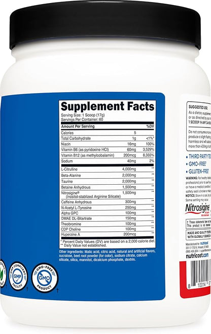 Nutricost Pre-X Xtreme Pre-Workout Complex Powder, Fruit Punch, 60 Servings, Vegetarian, Non-GMO