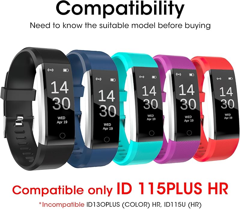 Watch Bands Replacement for ID115plus HR, Very Fit Pro Activity Fitness Tracker Wrist Bands Set
