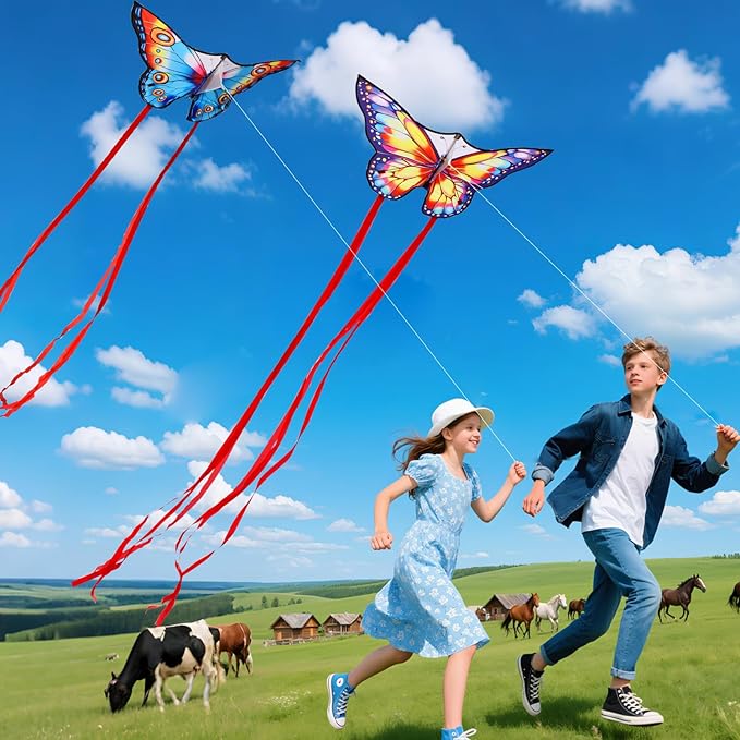 Xida Butterfly Kite for Kids & Adults, Easy to Fly, Ages 4-8, Large Kite with 300ft Handle, Perfect