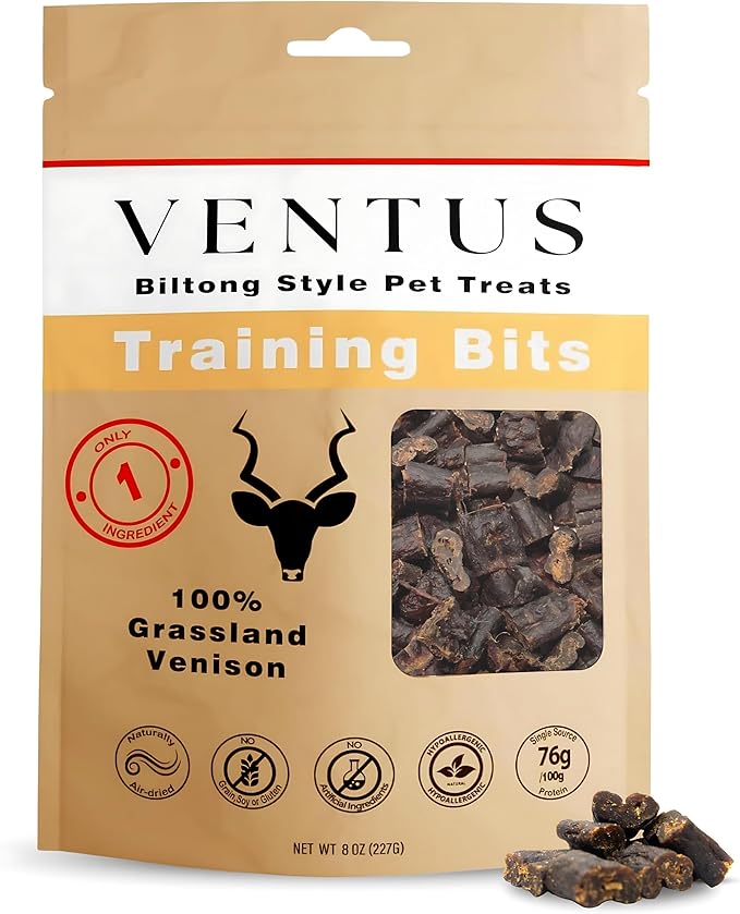 VENTUS Jerky Training Bits - Single Ingredient High Protein Venison Dog Training Treats
