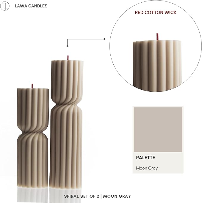 LAWA Spiral Spire Candle - Large Beautiful Handmade Pillar Scented Soy Wax Elegant Bubble Aesthetic