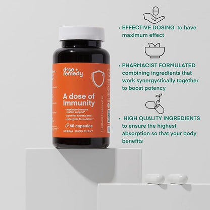 A Dose of Immunity Quercetin with Vitamin C and Zinc, Vitamin D, 500mg Quercetin Bromelain with