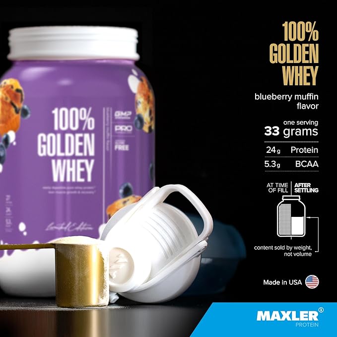 Maxler 100% Golden Whey Protein - 24g of Protein per Serving - Premium Whey Protein Powder for Pre