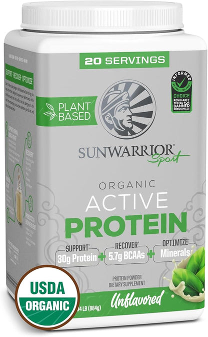 Sunwarrior Organic Plant Based Protein Powder | Vegan Organic Protein Powder with BCAA Amino Acids