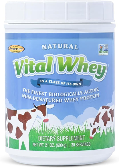 Grass-Fed Whey Protein Powder for Immune Vitality, Natural Flavor 600g (30 Servings), 15g Protein
