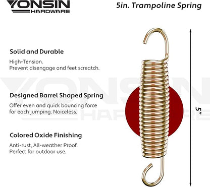 Trampoline Springs Heavy Duty with Swivel & Straight Hooks, Stainless Steel Trampoline Accessories