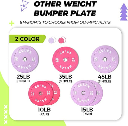 EGLES Vibrant Colorful Olympic Weight Plates, Rubber Barbell Plates, 2-inch Standard Virgin Rubber