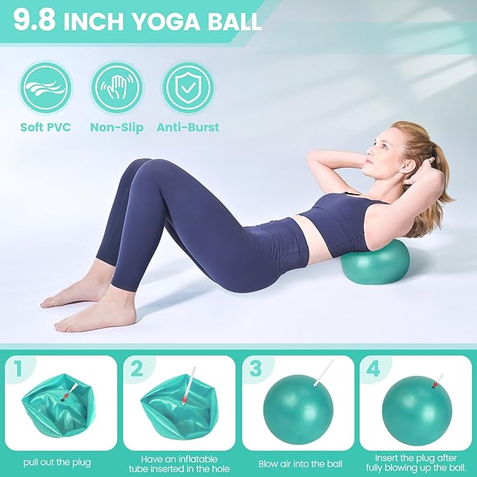 Home Pilates Essentials Kit for Women,Pilates Equipment Set with 9 Inch Yoga Ball,Figure 8
