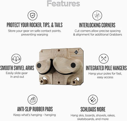 Ultimate Ski & Snowboard Wall Rack | Secure, Non-Slip Storage | Fits Any Ski/Board | Garage