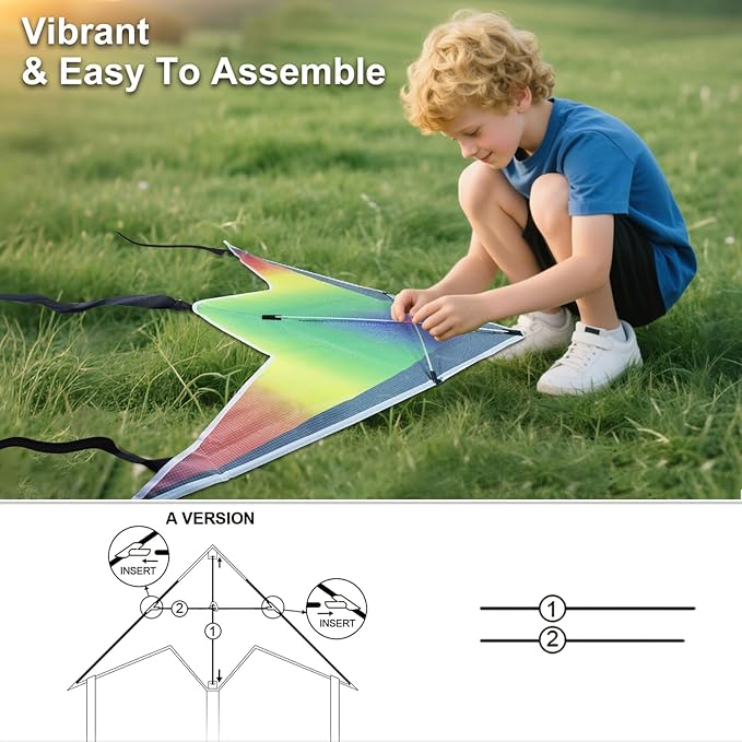 5 Pack Kites for Kids & Adults, Rainbow Butterfly Kite Delta Kites for Kids Age 4-8 8-12, Easy to