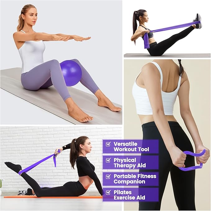 Home Pilates Essentials Kit for Women,Pilates Equipment Set with 9 Inch Yoga Ball,Figure 8