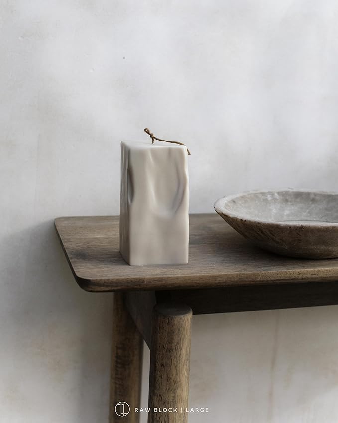 LAWA Raw Block Candle - Beautiful Handmade Pillar Scented Soy Wax Elegant Aesthetic Candle