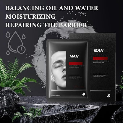 10PCS Face Sheet Mask Skin Care Set for Men,Moisturizing Sheet Facial Masks,Long-lasting Oil
