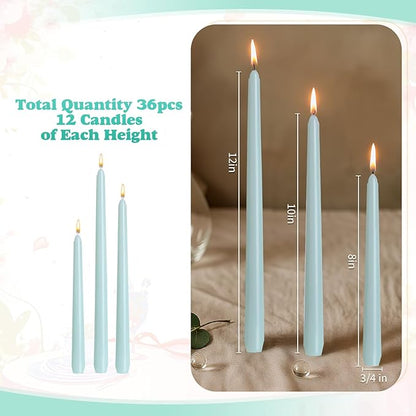 MTLEE Taper Candles 8/10/12 Multi Height Unscented Taper Candles 8 Burn Hours for Dinner Decorative
