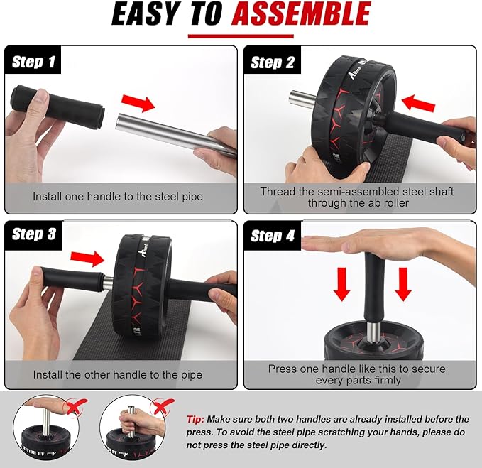 Ab Roller Wheel, Abs Workout Equipment for Abdominal & Core Strength Training, Home Gym Exercise