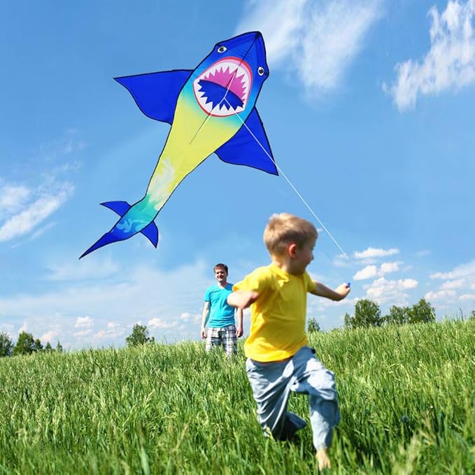 HONBO Large Shark Kites for Kids & Adults, Easy to Fly, Beginner Kite for Boys & Girls for Outdoor