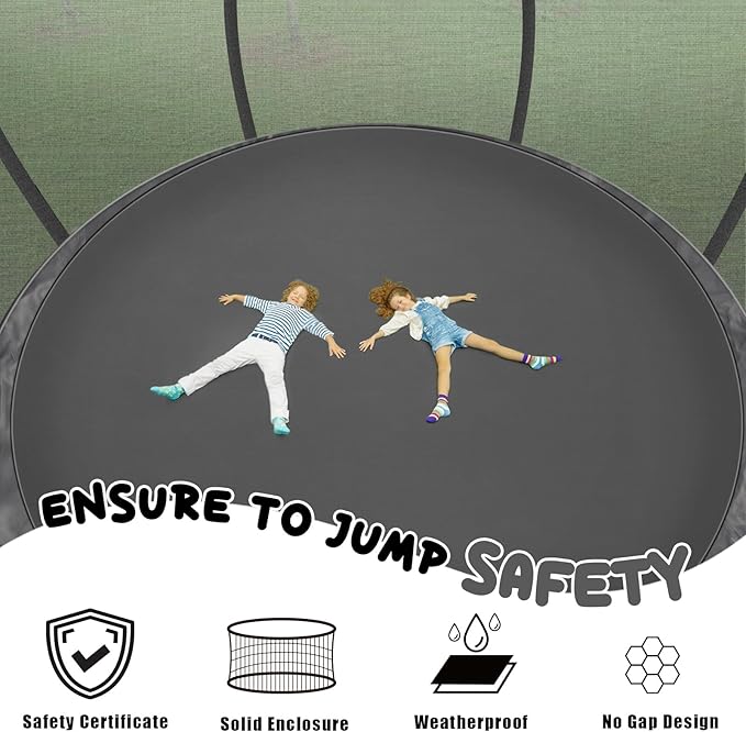 Trampoline 12FT 14FT 15FT 16FT for Kids/Adults - Outdoor Recreational with Enclosure Net Curved